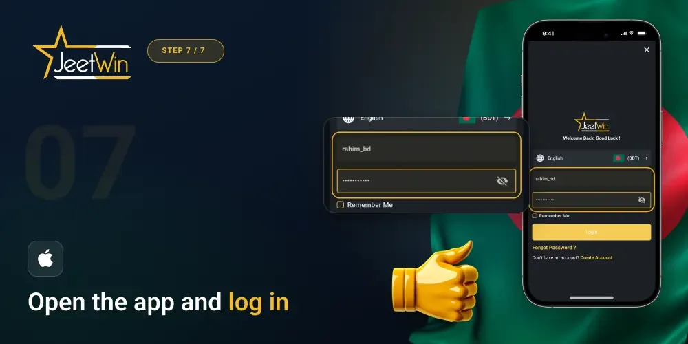 Open the Jeetwin app via iOS device and sign in your account