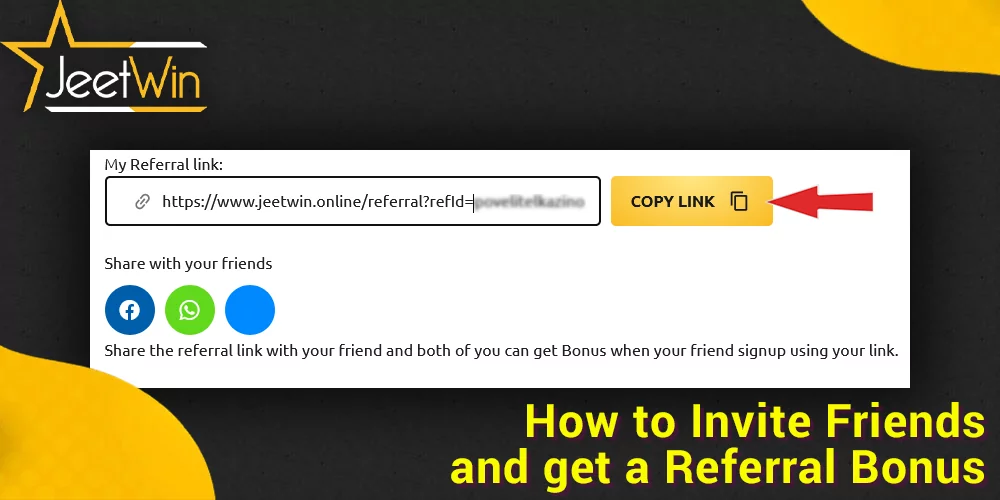 short guide on how to Invite Friends to JeetWin and get a Referral Bonus