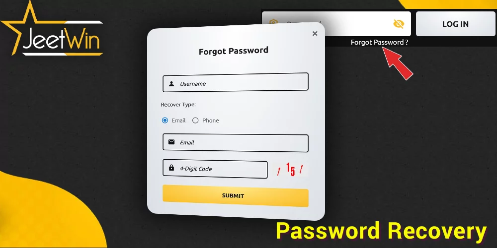 instructions on how to recovery the password at JeetWin Bangladesh