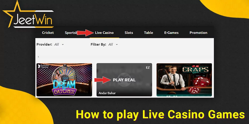 step-by-step instructions on how to play JeetWin Live Casino games