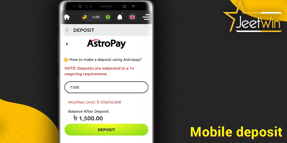 step-by-step instructions on how to make mobile deposit at JeetWin
