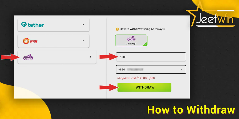 step-by-step instructions on How to Withdraw from JeetWin